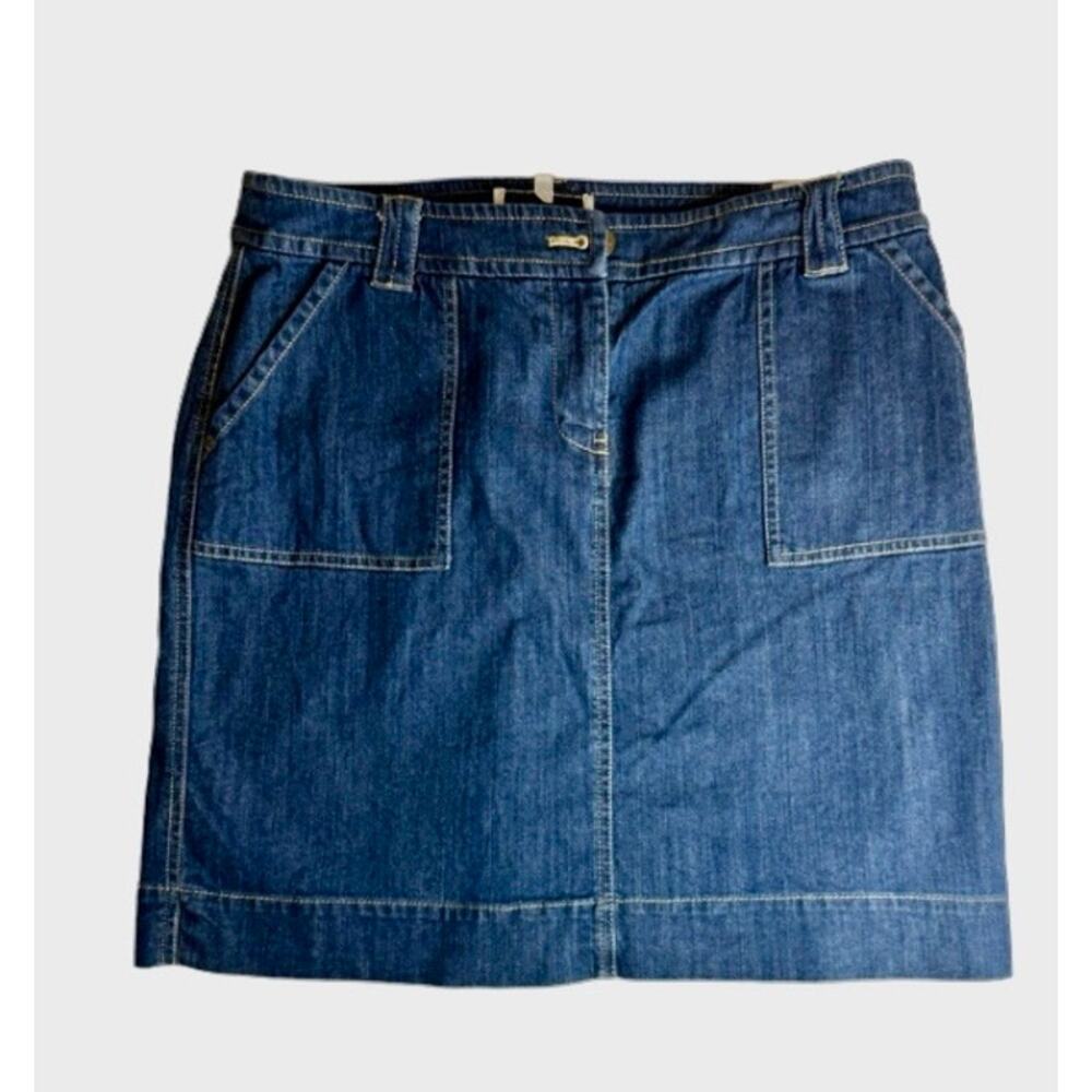 Jones New York sport stretch jean stretch skirt size 12p knee length, cotton